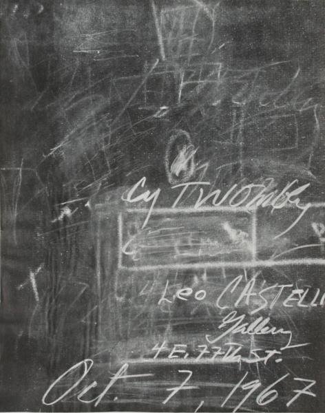 Cy Twombly (1928-2011): Leo Castelli Gallery, Oct. 7, 1967, 1967, Lithograph, 25.5" x 21.5," Signed Center Right in Plate, Framed. Reasonable wear for age. Some rippling along left edge.