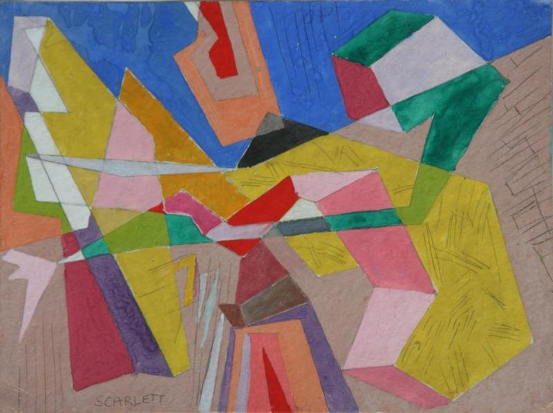Rolph Scarlett (1889-1984): Untitled (Abstract), c. 1940, Gouache on Paper, 11" x 14," Signed Lower Left, Framed.