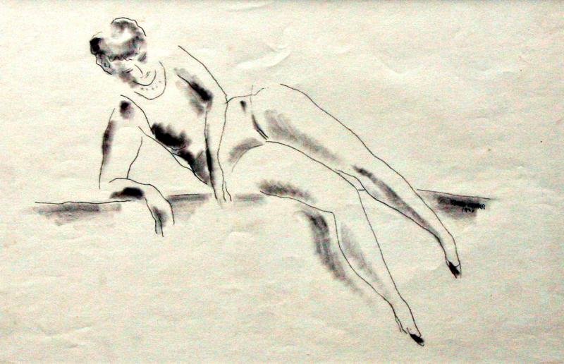 Konrad Cramer (1888-1963): Reclining Woman, 1930, Graphite on Paper, 11" x 17," Signed and Dated Lower Right, Unframed.