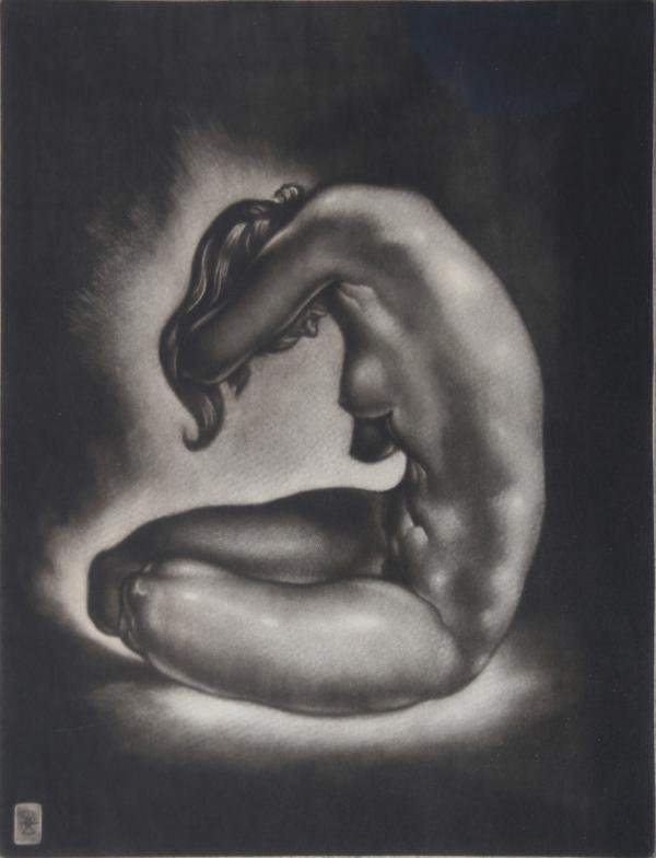 Reynold H. Weidenaar (1915-1985): Reverie, 1949, Mezzotint, 13" x 10.5", SLR and Monogram in Plate LL, Edition 250, Framed.