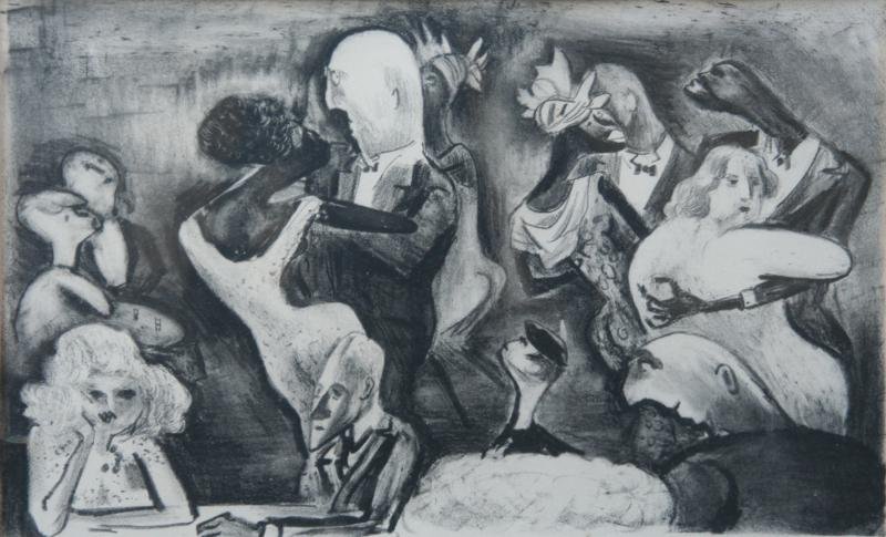 Adolf Dehn (1895-1968): Up in Harlem, 1932, Chine Colle, 9" x 13.5", SLR, Framed.