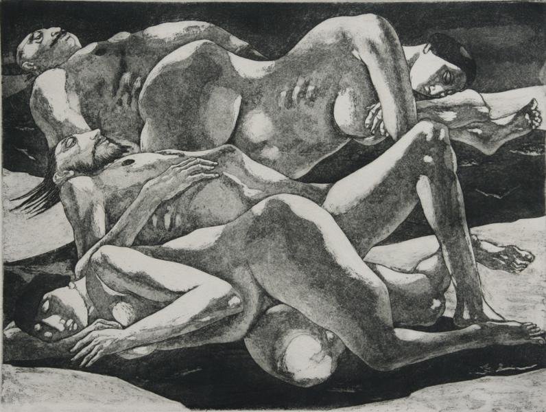 John Fenton (1912-1977): Group Sleepers, c. 1975, Aquatint, 12" x 15.75", SLR, Unframed.