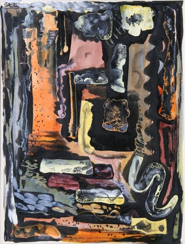 Joseph Levin (1894-1979): Untitled, c. 1950, Ink and Gouache on Paper, 12.5" x 9.5", SUL, Framed.