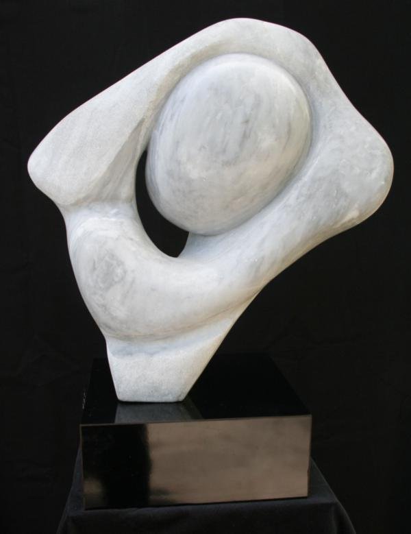 Jacob Lichterman (1908-2011): Introspection, 1990, Marble, 17.5" x 16" x 5.5", Signed at Bottom. From artist's estate.