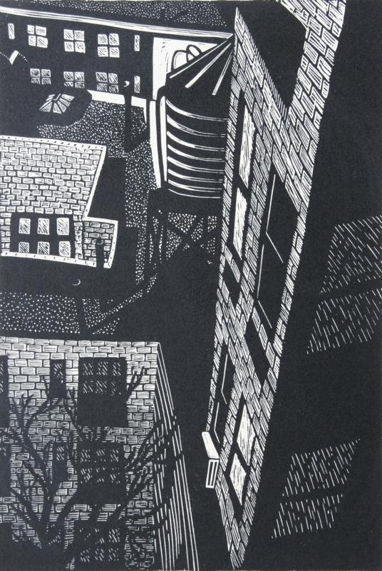 Karen Whitman: Airshaft, 2003, Linocut, 12" x 8", SLR, Edition 20/85, Unframed.