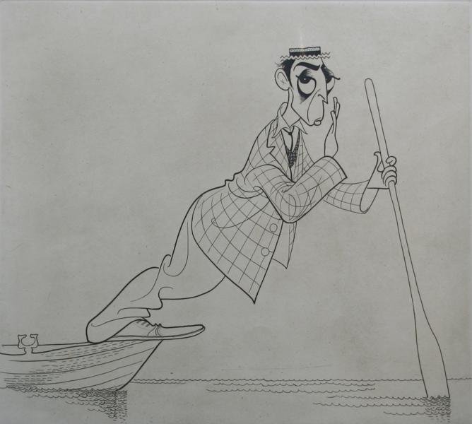 Al Hirschfeld (1903-2003): Buster Keaton, c. 1990, Etching, 14.5" x 16", SLR, Framed