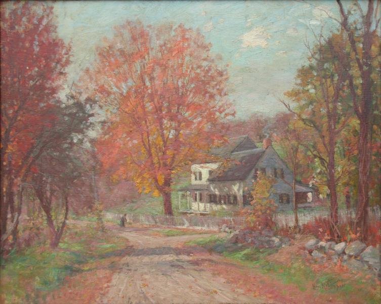 Hal Robinson (1875-1933): Autumn Landscape, 1914, Oil on Canvas, 16" x 20", SLR, Framed.