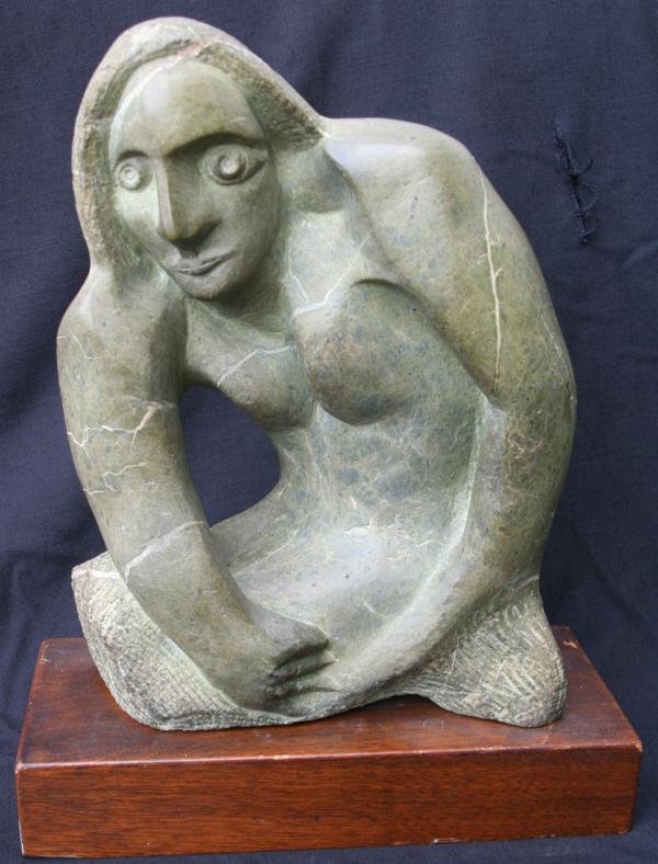 Unknown: Nude, 1947, Carved Serpentine, 11.5" x 9" x 4", Unsigned.
