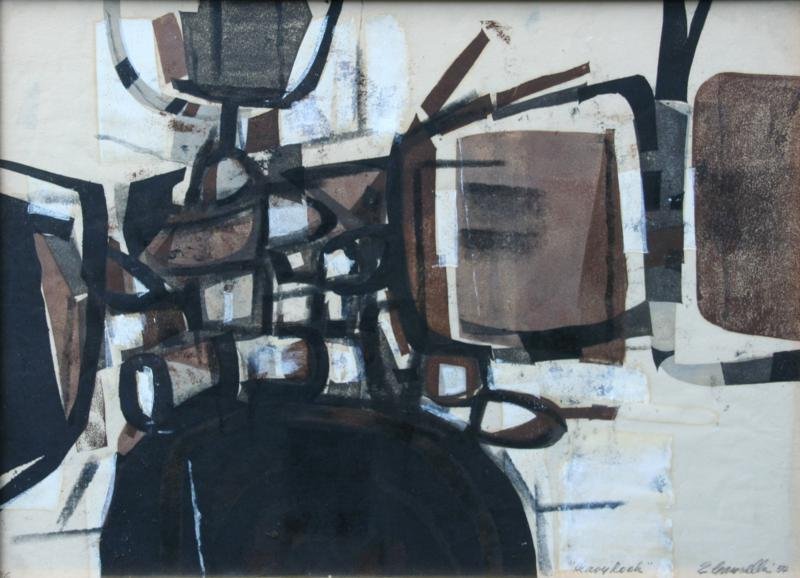 Edmond Casarella (1920-1996): Heavy Rock, 1954, Relief Print, 16" x 23", Signed and Dated Lower Right, Framed.