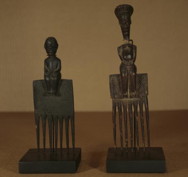 Unknown (African): LOT OF 2: African combs, n.d. A. 11.25" High; B. 9.25" High; Both Unsigned, Unframed