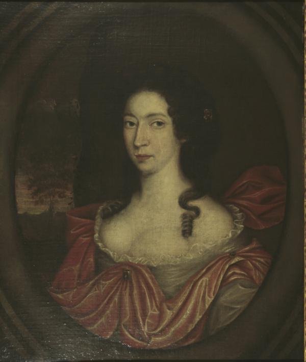 Unknown (British): Untitled (Primitive Portrait of a Woman), c. 18th Century, Oil on Canvas, 29.5" x 24", Unsigned, Framed