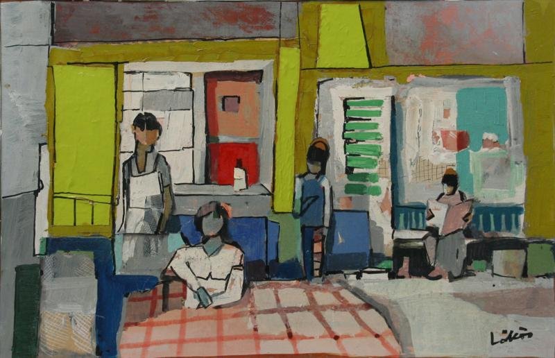 Stefan Lokos (1913-1994): Untitled No. 10, c. 1965, Oil on Board, 12" x 19", Signed Lower Right, Framed.