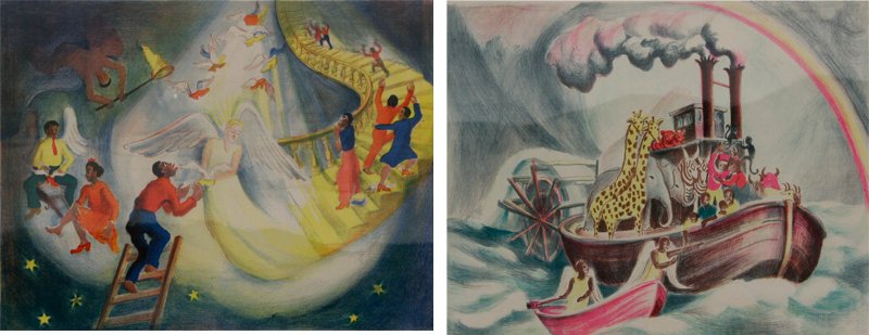 Ruth Starr Rose (1887-1965): LOT OF 2: A. O, Dem Golden Slippers, c. 1947; B. Noah's Ark, Color Lithographs, Both 11" x 14", Signed Lower Right, Unframed