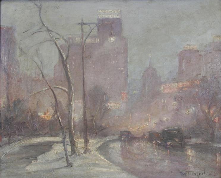 Bela de Tirefort (1894-1993): Untitled (Tree without leaves), 1936, Oil on Canvas, 16" x 20", Signed Lower Right, Framed
