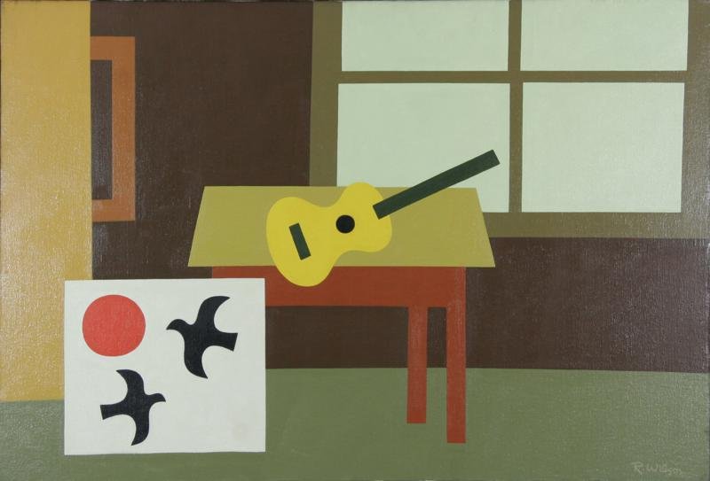 Reginald Wilson (1909-1993): In the Studio, c. 1979, Acrylic on Canvas, 24" x 36", Signed Lower Right, Framed. RESERVE.