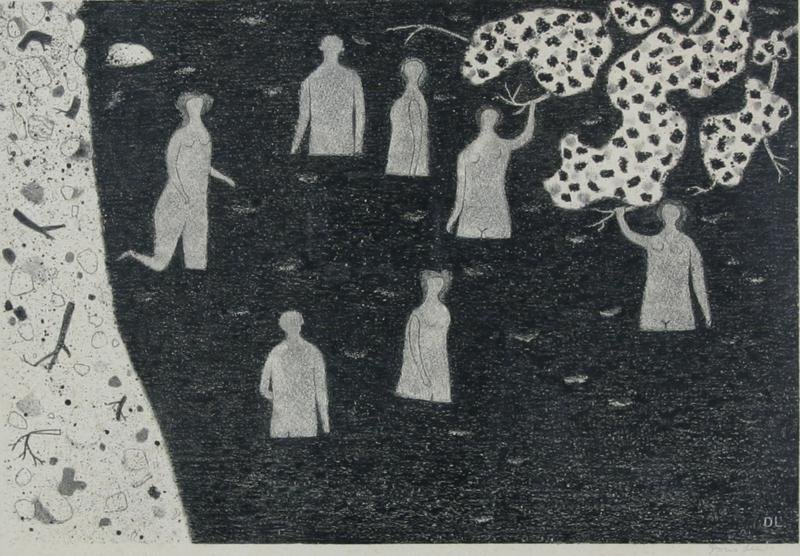 Doris Lee (1905-1983): Bathers, n.d., Lithograph, 11.75" x 16.25", Signed Lower Right in pencil, Framed. Provenance; Noelle Gilmour.