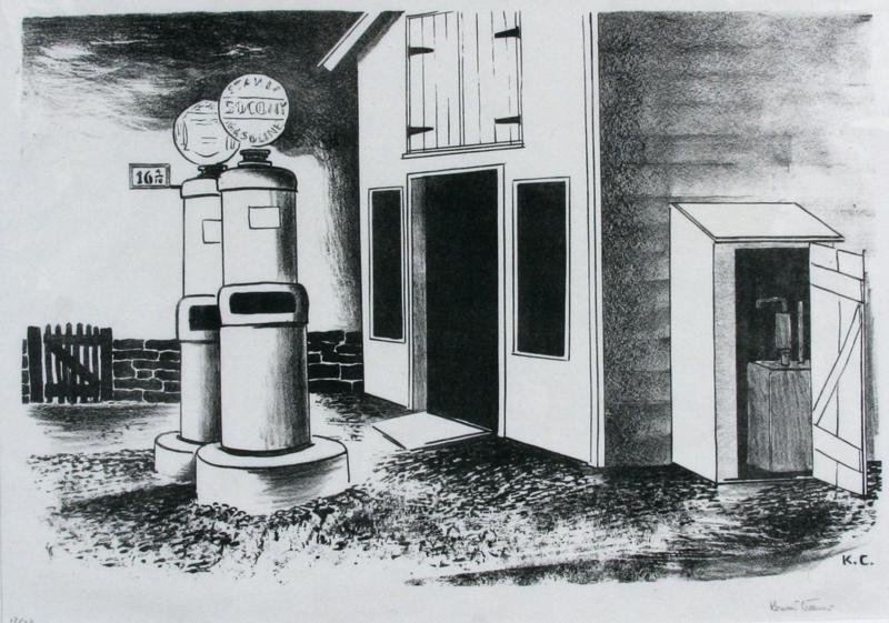 Konrad Cramer (1888-1963): Pepper's Garage, n.d., Lithograph, 10" x 14.25", Signed Lower Right in pencil and in stone, Edition 12/20, Unframed