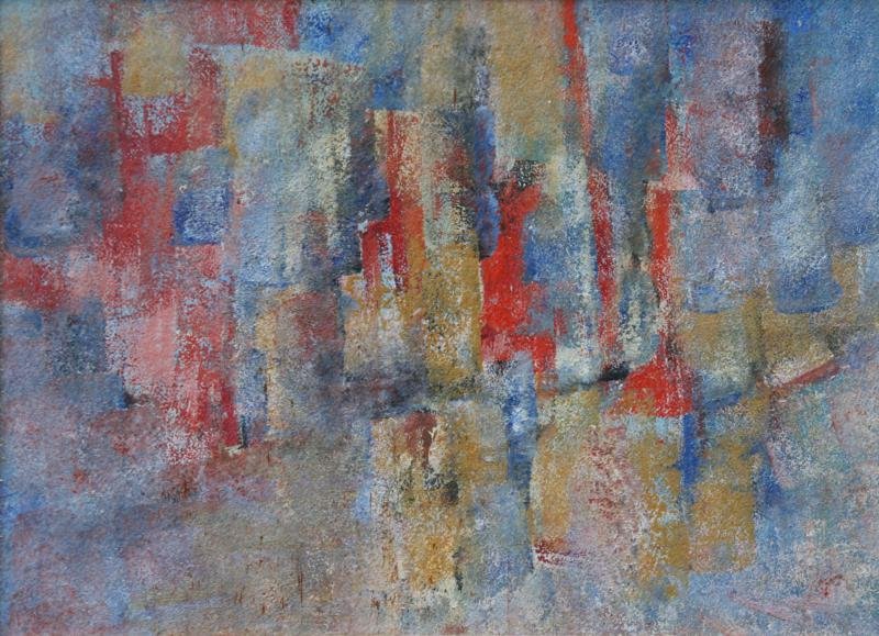 Ahron Ben Shmuel (1903-1984): Untitled Abstract, c. 1955, Oil on Board, 12" X 16", N/A, Framed