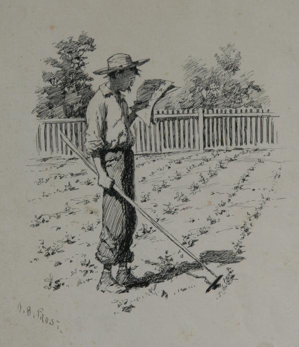 Arthur Burdett Frost (1851-1928): Dreaming of a Harrow, n.d., Ink on Paper, 7" x 9", SLL, Framed