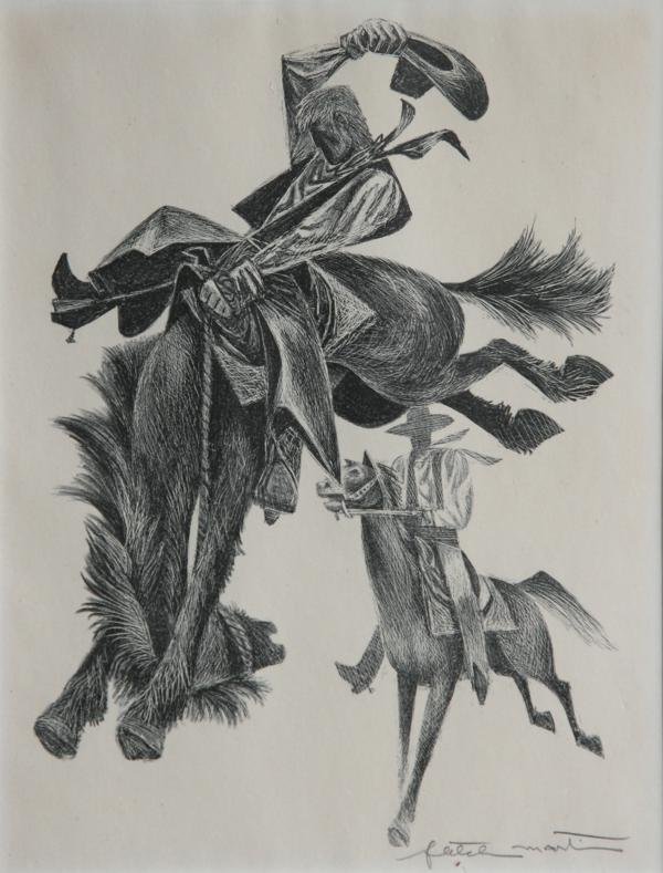 Fletcher Martin (1904-1979): Bronco Buster, c. 1955, Lithograph, 14" x 10", SLR