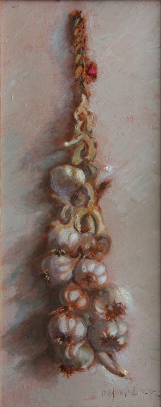 Mary Anna Goetz (b. 1946): Garlic Braid, 2001, Oil on Canvas, 16" X 8", SLR, Framed