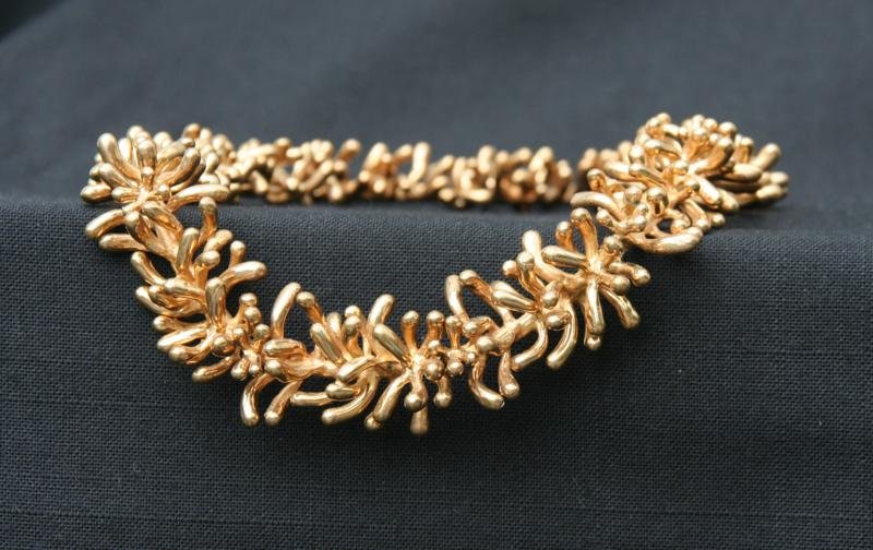 Sharon Wandel (b. 1940): Abstract Organic Necklace, c. 2010, Polished Cast Bronze, 17" Long. Retail value $900.