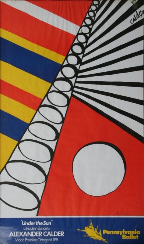 Alexander Calder (1898-1976): Under the Sun - Pennsylvania Ballet, 1975-1976, Lithograph, 40" x 24", SLR in Pencil, Framed. A tribute to dance and Calder.
