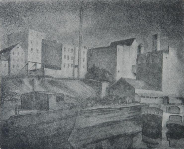 Austin Mecklem (1884-1961): Forst Meatpacking Plant, Kingston, Rondout, c. 1930's, Lithograph, Ed. 15, 6.5" x 8" (image), Estate Stamp Lower Right, Unframed. Artist Estate Stamp on Verso. Estate #193.001.
