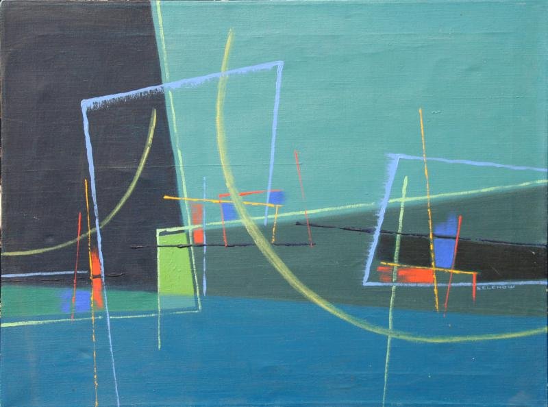 Roger Hoffman Selchow (1911-1994): Composition "13", 1956, Oil on Canvas, 18" x 24", SRC, Unframed