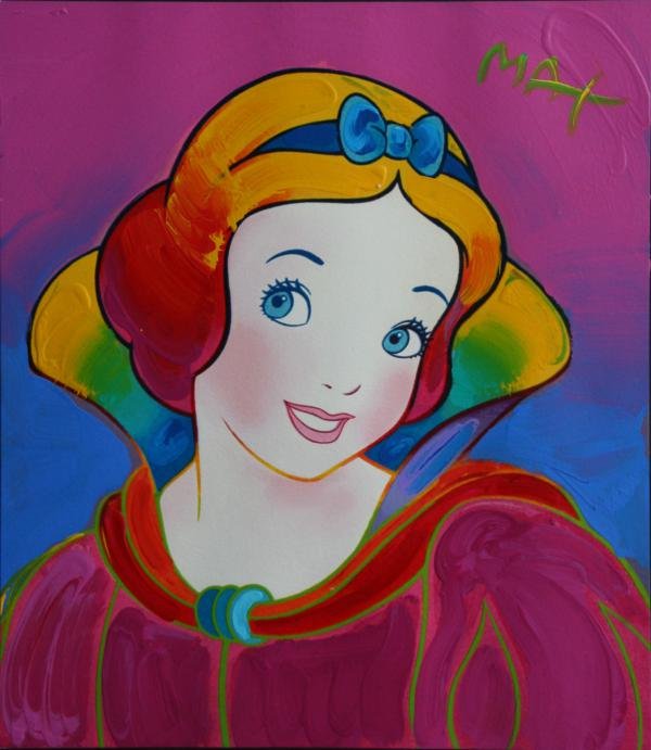 Peter Max (b. 1937): Snow White, c. 1985, Serigraph with Acrlylic Hand Embellishment, 16" x 14", SUR, Framed. RESERVE.