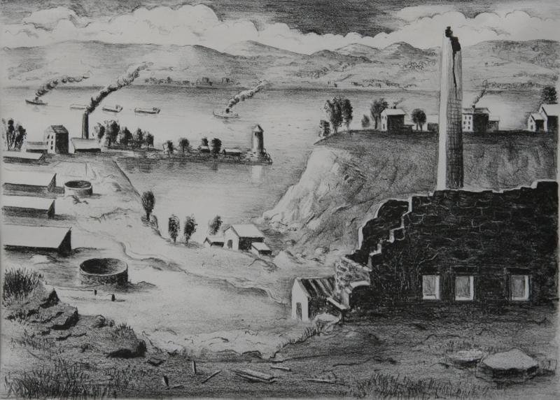 Arnold Blanch (1896-1968): Along the Hudson, c. 1950, Lithograph, 9" x 12.5", SLR, Unframed