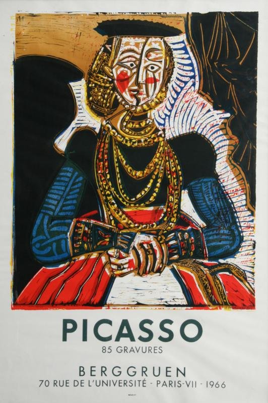 Pablo Picasso (1881-1973): Exhibition Poster 85 Gravures Berggruen, 1966, Lithograph, 29.5" x 20", Signature N/A, Edition 2000, Framed. Lithograph Deschampes. Publisher Moulot.