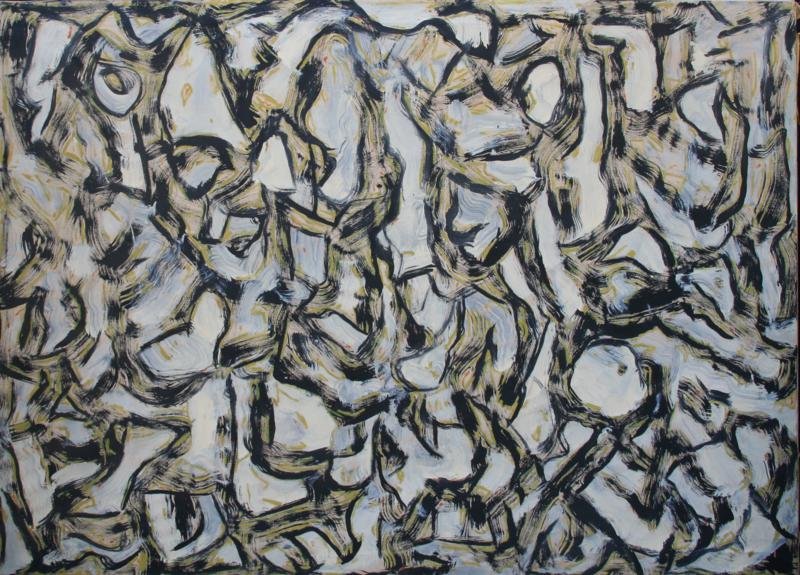 Joseph Greenburg (1915-1991): Untitled Abstract, c. 1965, Oil on Canvas, 36" x 50", Signature N/A, Unframed. Taught at Pennsylvania Academy of Fine Arts.