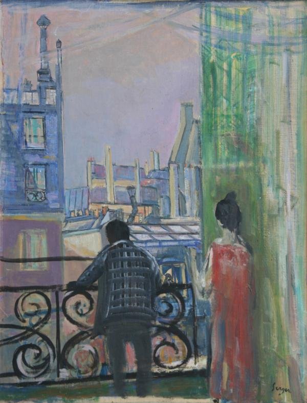 Frederick Serger (1889-1965): Balcony View, n.d., Oil on Canvas, 26" x 20", SLR, Framed