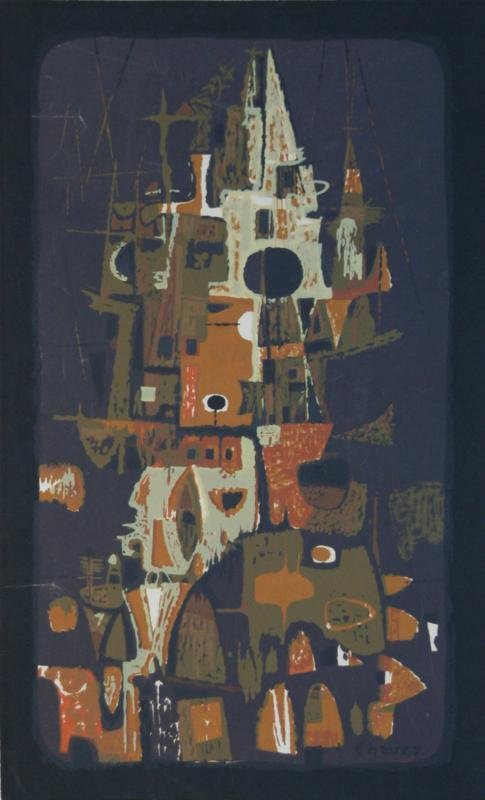 Edward Chavez (1917-1995): Untitled, c. 1970, Serigraph, 18" x 11", SLR, Unframed.