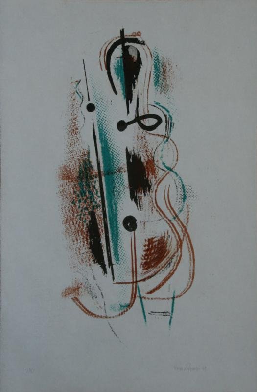 Konrad Cramer (1888-1984): Untitled Abstract, 1949, Color Lithograph, 19" x 12.5", SLR, Ed. 20/7, Unframed.