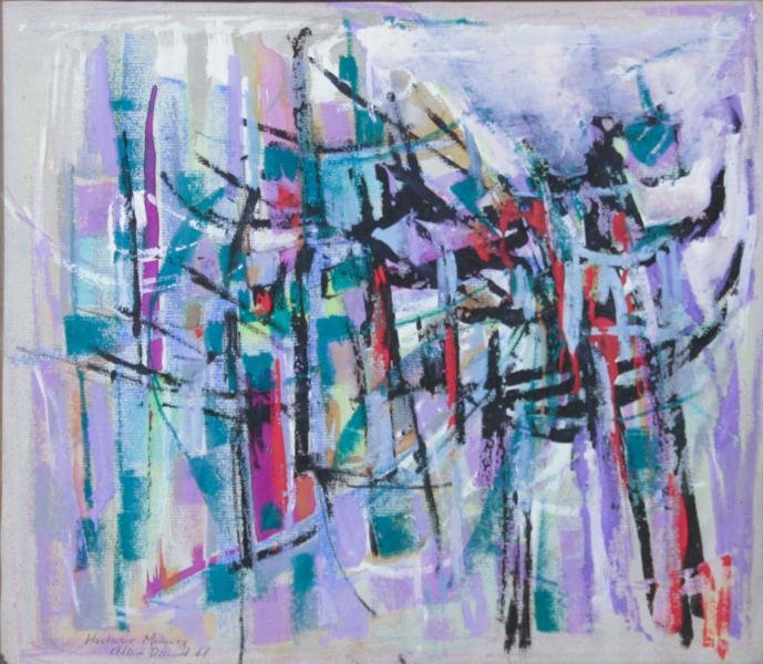 Allen David (b. 1926): Harbour Memory, 1961, Gouache on Paper, 13" x 15", SLL, Framed. Minor stain LL corner. Australian designer/sculptor.