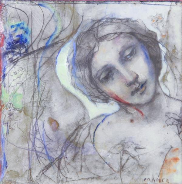 Carol Cramer (20th Century): Untitled (Maiden), c. 1985, Oil on Panel, 6" x 6", SLR, Framed.