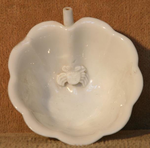 Unknown Chinese: "Sipper", ND, Ivory Glaze - Crab and Lotus Motif, 3.5" D.