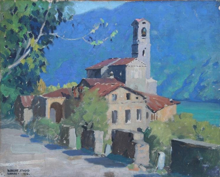 Robert Atwood (1892-1970): Lugano, Italy, 1922, Oil on Canvas, 13" x 16", SLL, Framed.