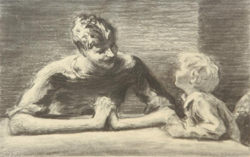 James Chapin (1889-1964): Communication, 1943, Charcoal on Paper, 8" x 12", SLR, Framed. James Chapin Estate.