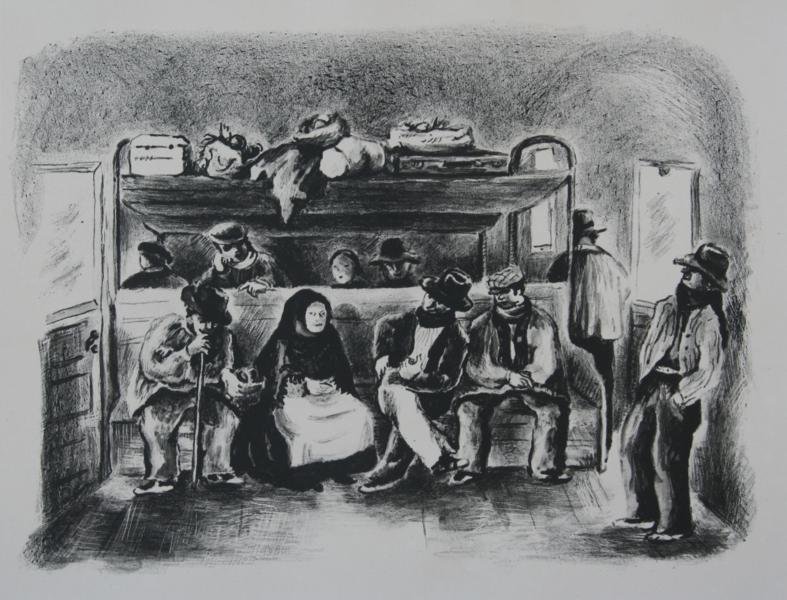 Eugenie Gershoy (1901-1983): Third Class Carriage in Spain, c. 1932, Lithograph, 7.5" x 9.75", Ed. 6/20, Unframed.