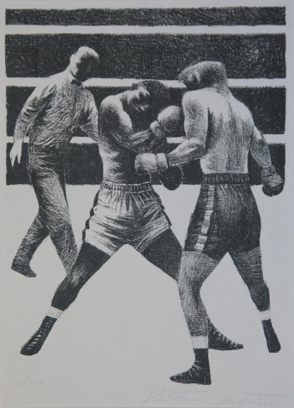 Fletcher Martin (1904-1979): Toe-to-Toe, c. 1965, Lithograph, Ed. 250, 13" x 10", SLR, Unframed.