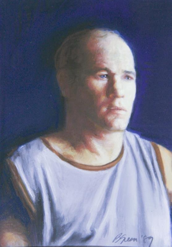 Barbara Green (20th Century): Rooney, 1989, Pastel on Paper, 8" x 5 .5", SLR, Framed. Cus D'Amato's Gym, Catskill, NY.