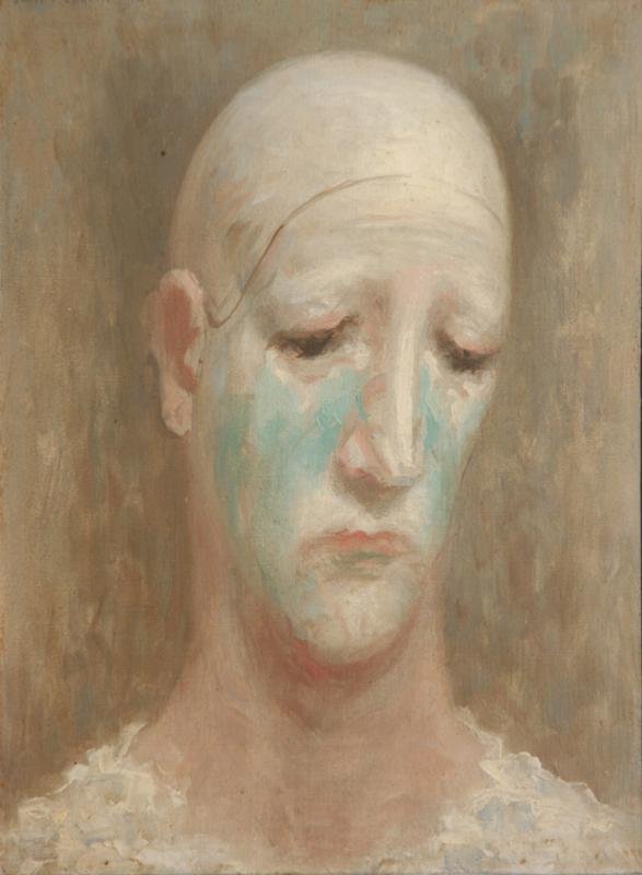 James Chapin (1889-1964): Melancholy Green Clown, 1944, Oil on Canvas, 12" x 9", SUL and on Verso, Framed. Chapin estate.