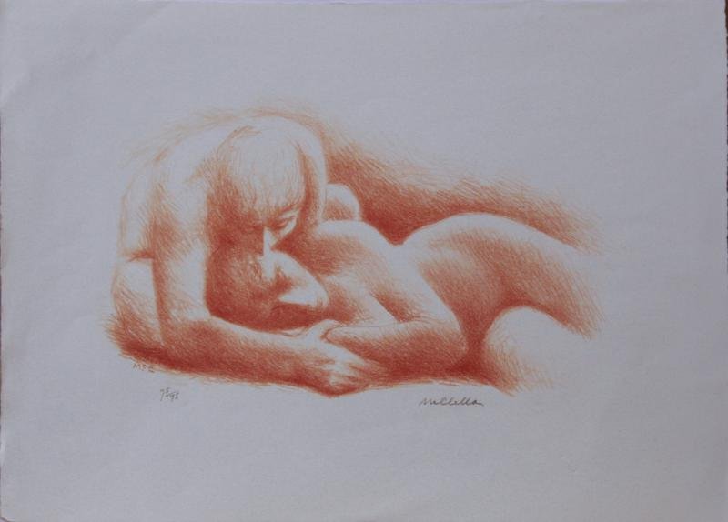 John McClellan (1908-1986): Lovers, c. 1970, Lithograph, Ed. 75/75, 11" x 14.5", SLR, Unframed.