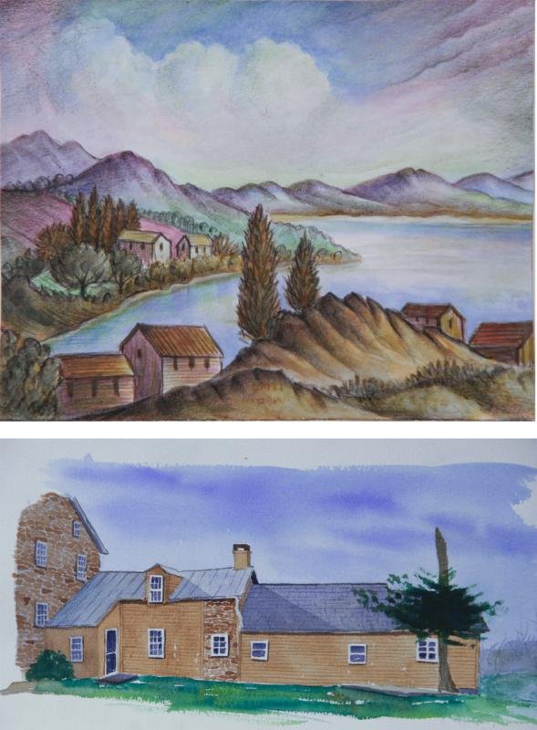 Ethel Moore (1912-2009): Along the Hudson River, Color Lithograph, 7.5" x 9.5", Signed on Verso, Unframed.