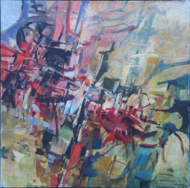 Albert Alcalay (1917-2008): Hidden Place, 1963, Oil on Canvas, 20" x 20", SLR & on Verso, Framed.