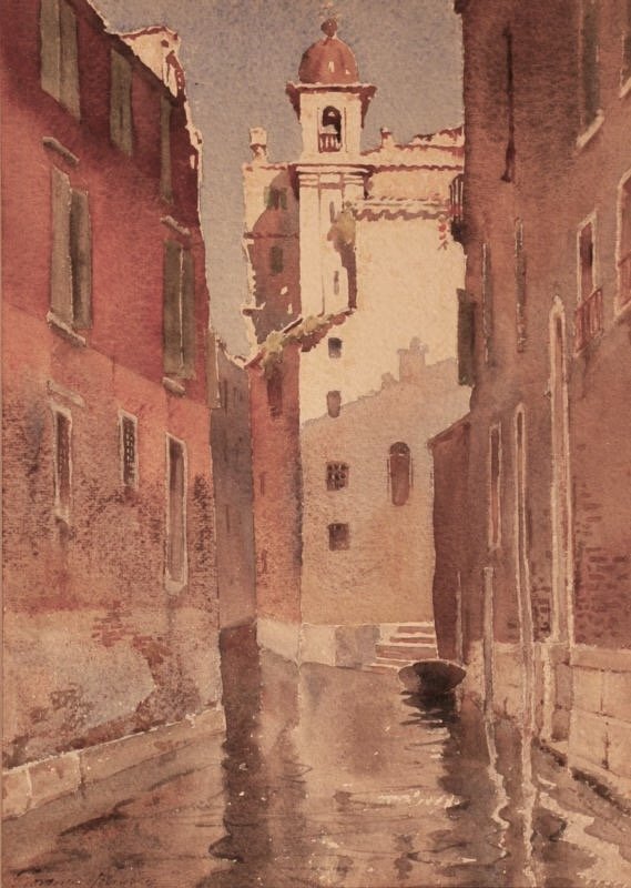 Florence Robinson (1874-1937): Canal, c. 1910, Watercolor on Paper, 15 3/4" x 10 3/4", SLL, Unframed. Reserve.