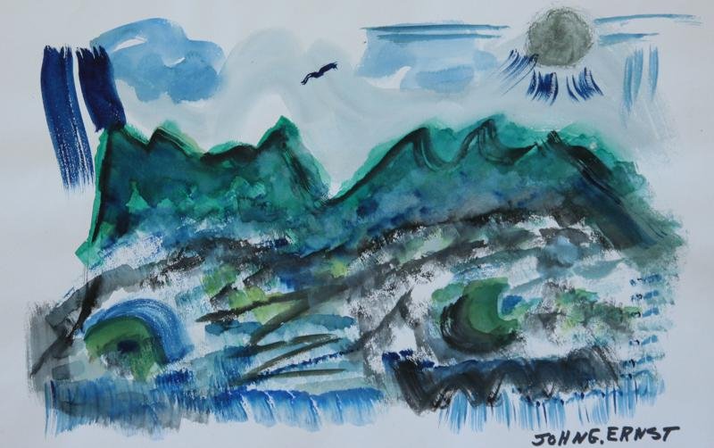 John G. Ernst (20th Century).: Mountain Landscape, c. 1980, Watercolor on Paper, 12" x 18", SLR, Unframed.